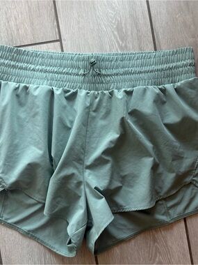 Womens Sage Green Elastic Waist Athletic Shorts